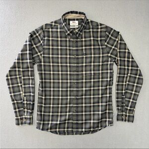 Fjallraven Flannel Shirt Medium Men's Green Plaid Button Up Long Sleeve Confort